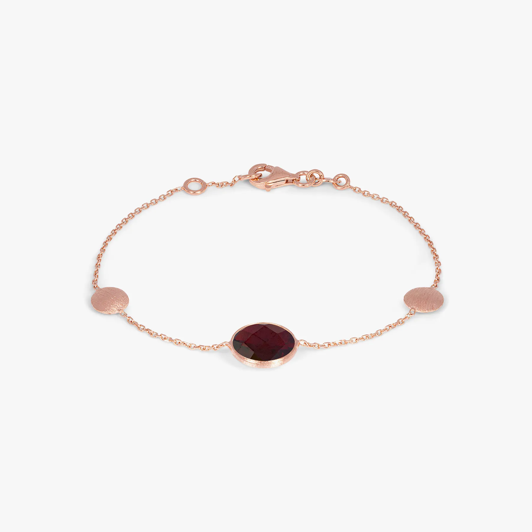 Kensington Bracelet in 14k Satin Rose Gold woth Garnet sold by Tateossian