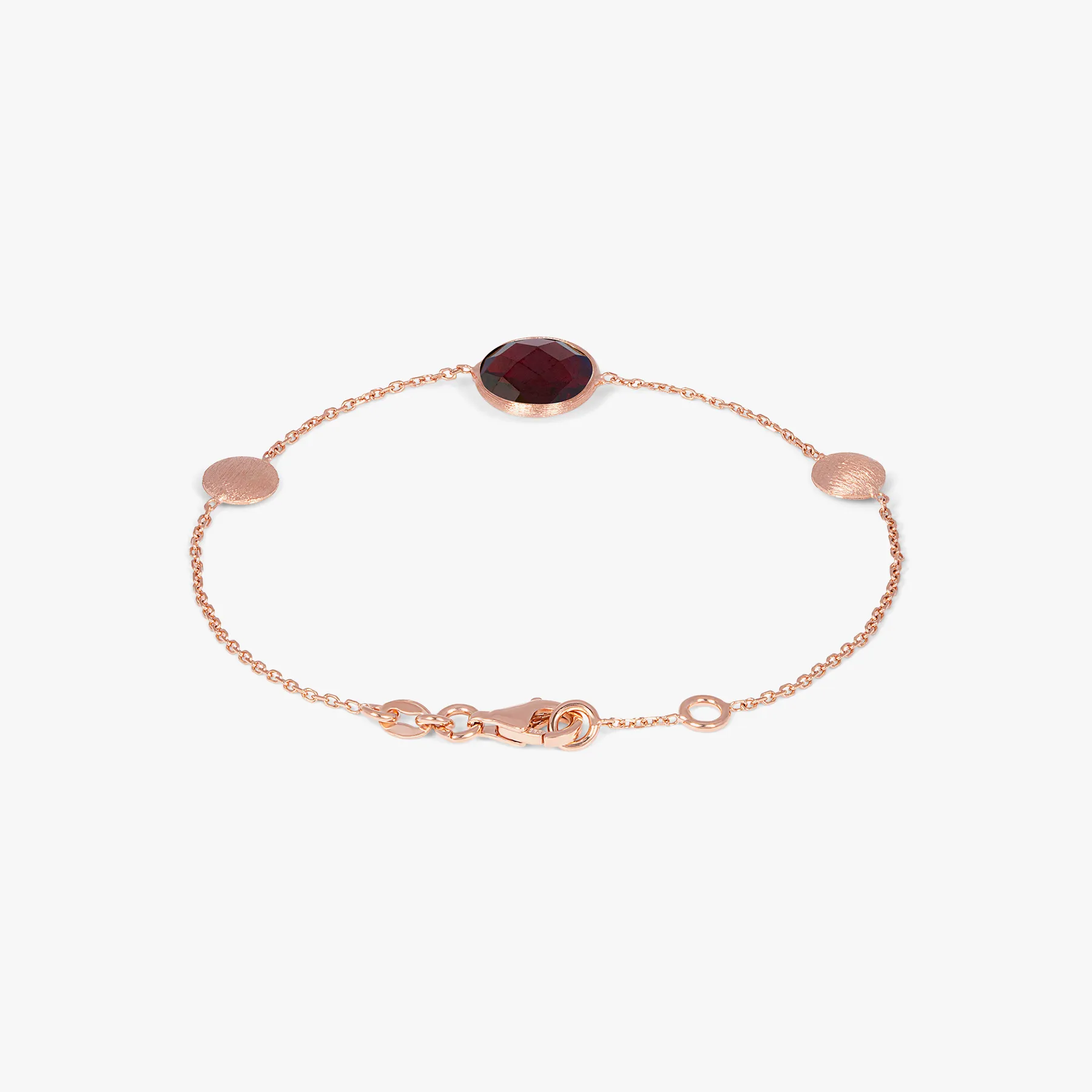 Kensington Bracelet in 14k Satin Rose Gold woth Garnet sold by Tateossian product image thumbnail 2