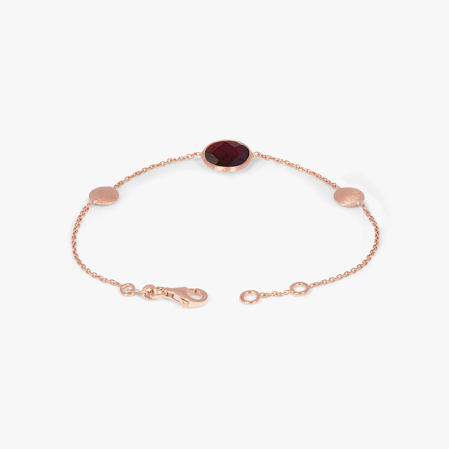 Kensington Bracelet in 14k Satin Rose Gold woth Garnet sold by Tateossian product image thumbnail 3