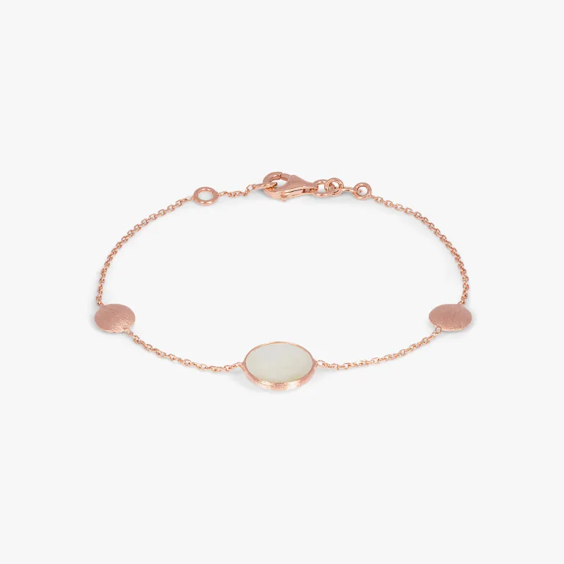 Kensington Bracelet in 14K Satin Rose Gold with White MOP sold by Tateossian