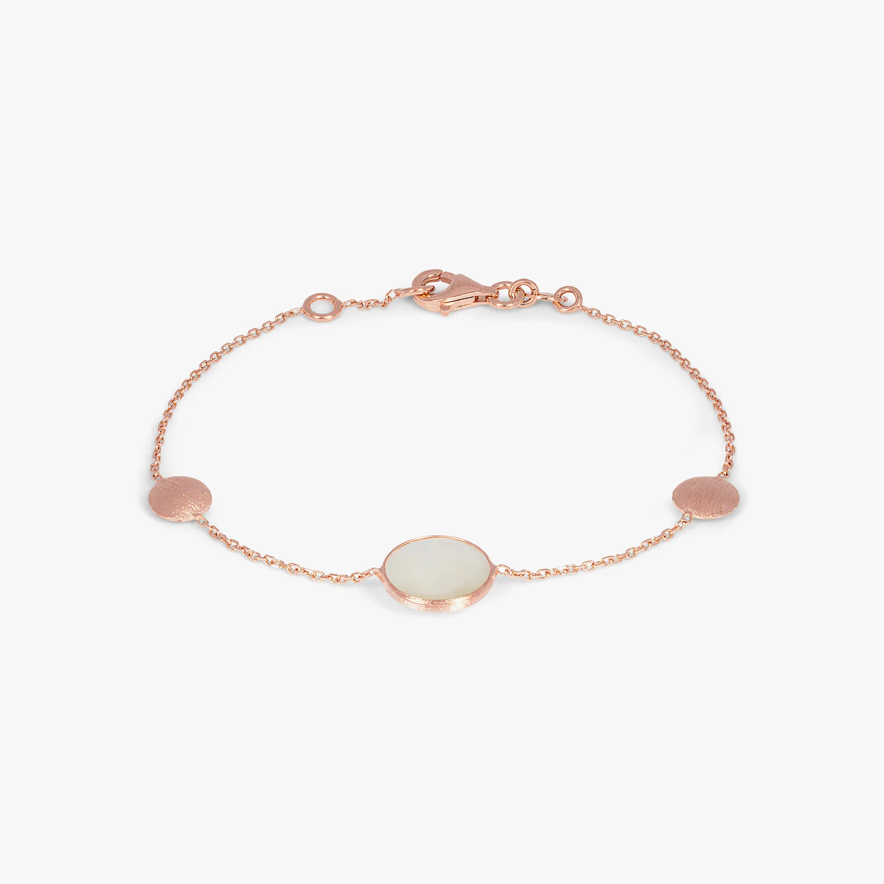 Kensington Bracelet in 14K Satin Rose Gold with White MOP sold by Tateossian