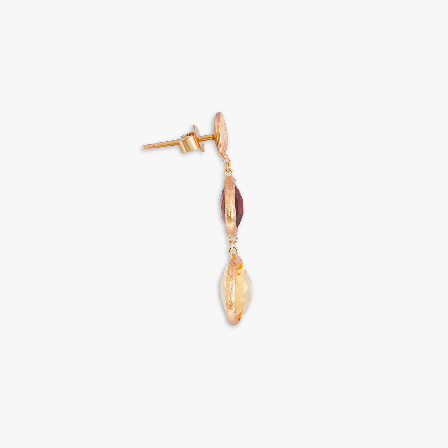 Kensington Double Drop Earrings In 14K Satin Rose Gold with Garnet and Citrine sold by Tateossian product image thumbnail 3