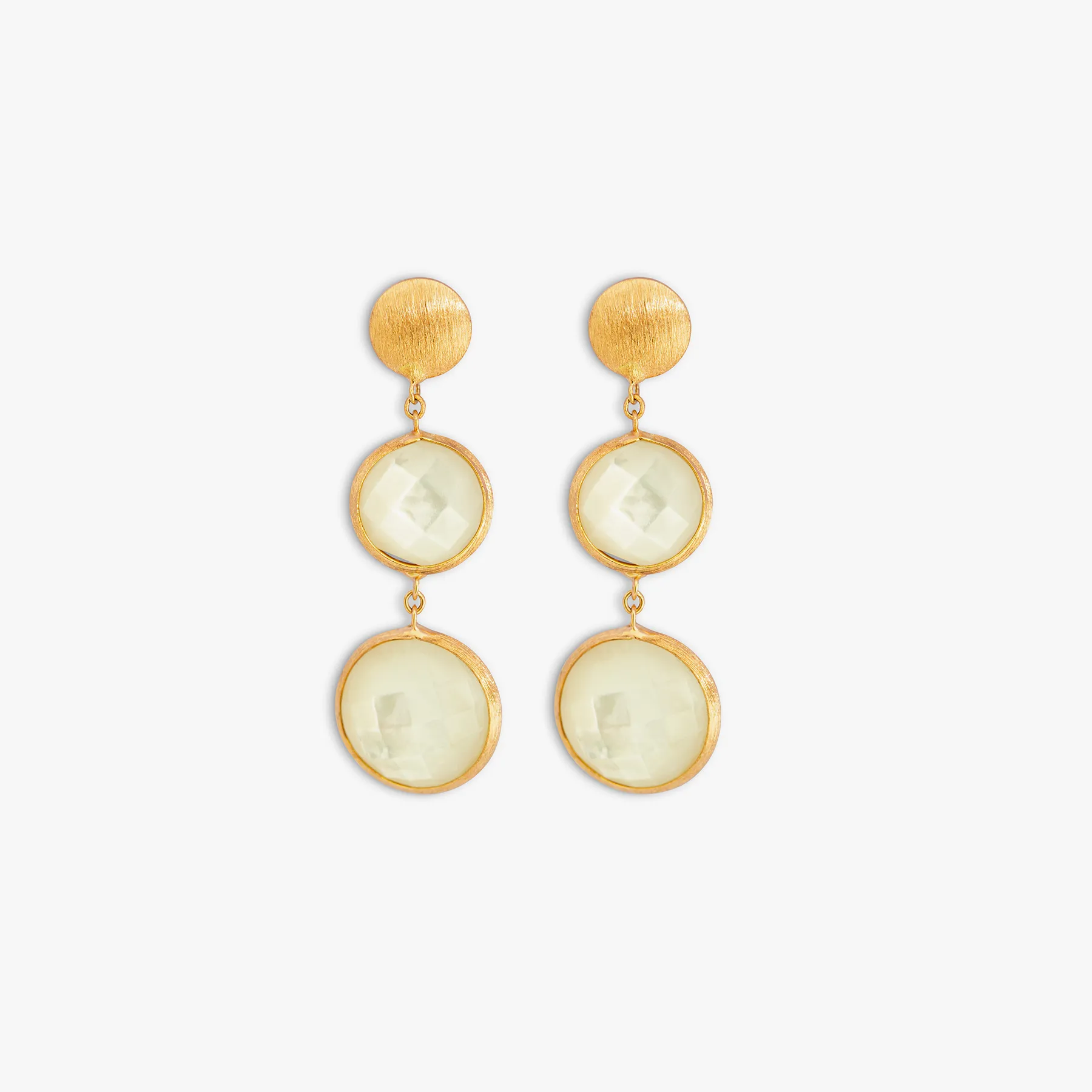 Kensington Double Drop Earrings In 14K Satin Rose Gold with White MOP sold by Tateossian