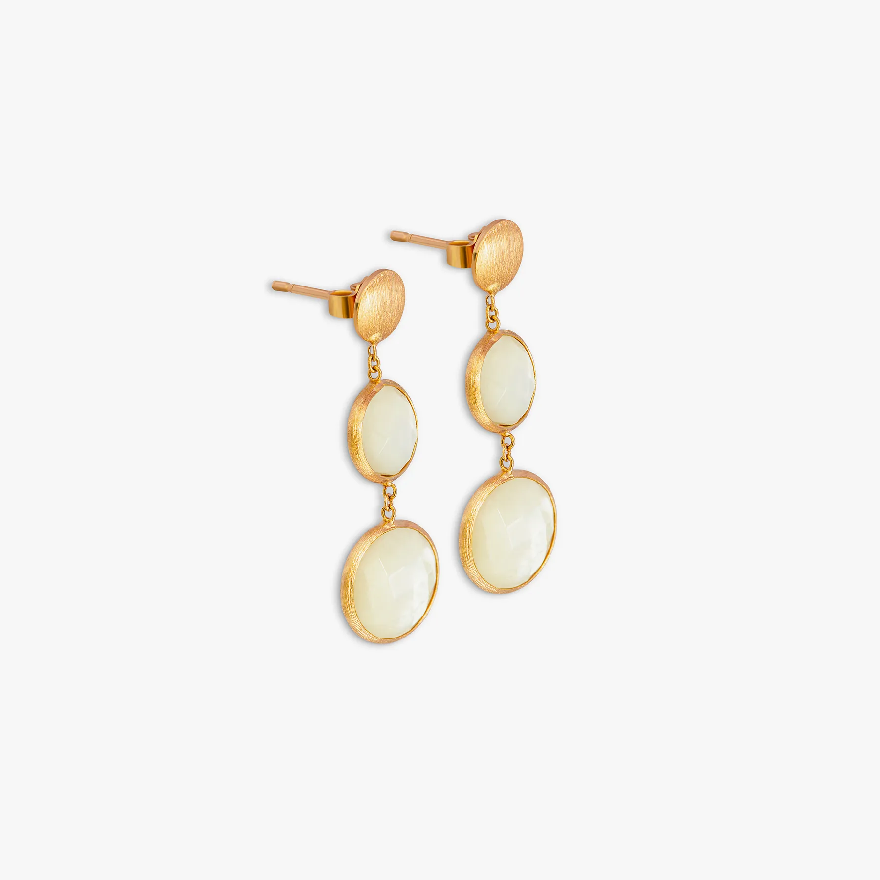 Kensington Double Drop Earrings In 14K Satin Rose Gold with White MOP sold by Tateossian product image thumbnail 2