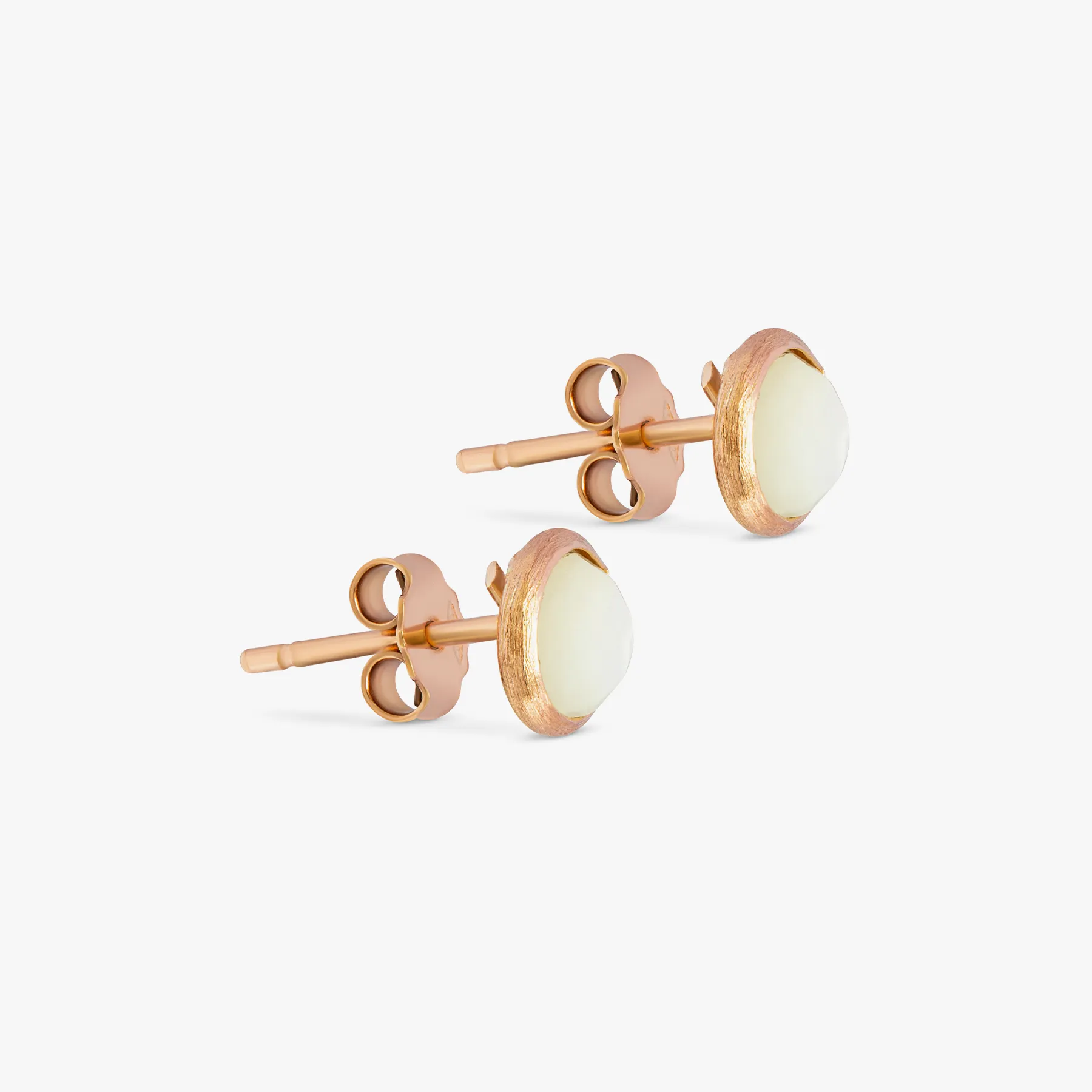 14K satin rose gold Kensington stud earrings with white mother of pearl sold by Tateossian product image thumbnail 2