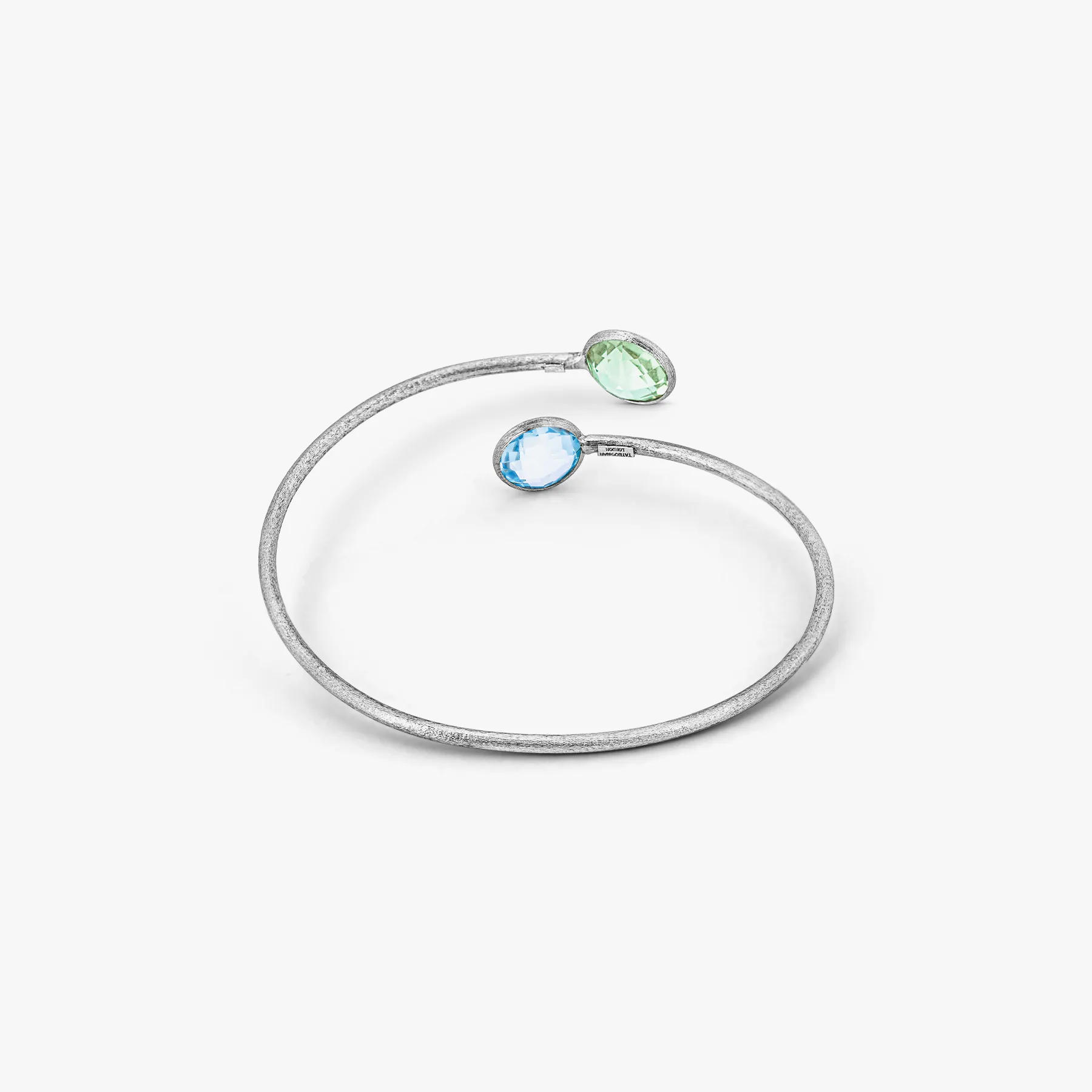 Kensington Bangle in 9K Satin White Gold with Topaz and Green Amethyst sold by Tateossian product image thumbnail 2