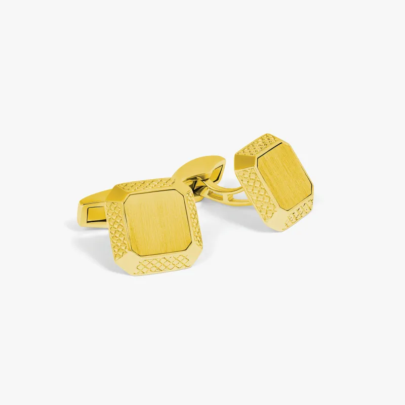 Signature Octo Cufflinks In Yellow Gold Plated made by Tateossian