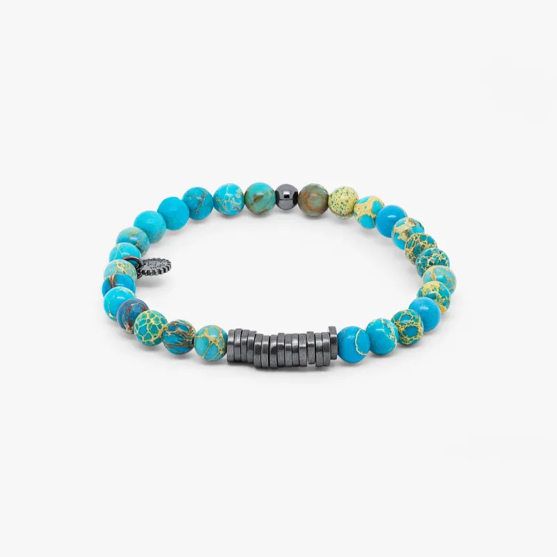 Classic Discs Bracelet In Black Rhodium Plated Silver with Impression Jasper sold by Tateossian