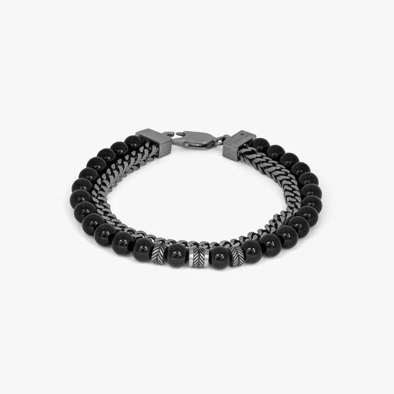 Thompson Semi-Precious Bracelet in Black sold by Tateossian