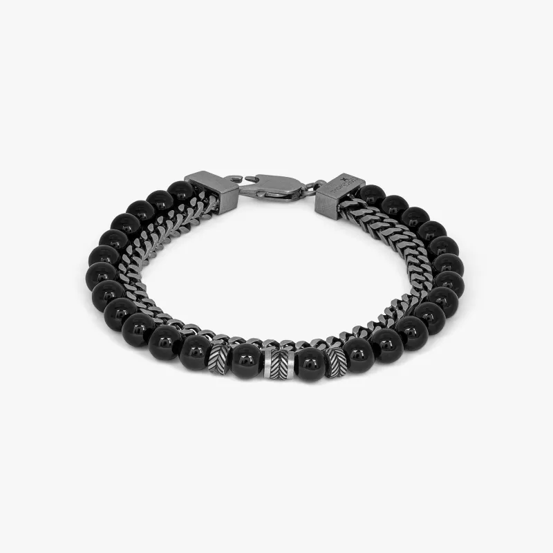Thompson Semi- precious Bracelet in Black sold by Tateossian