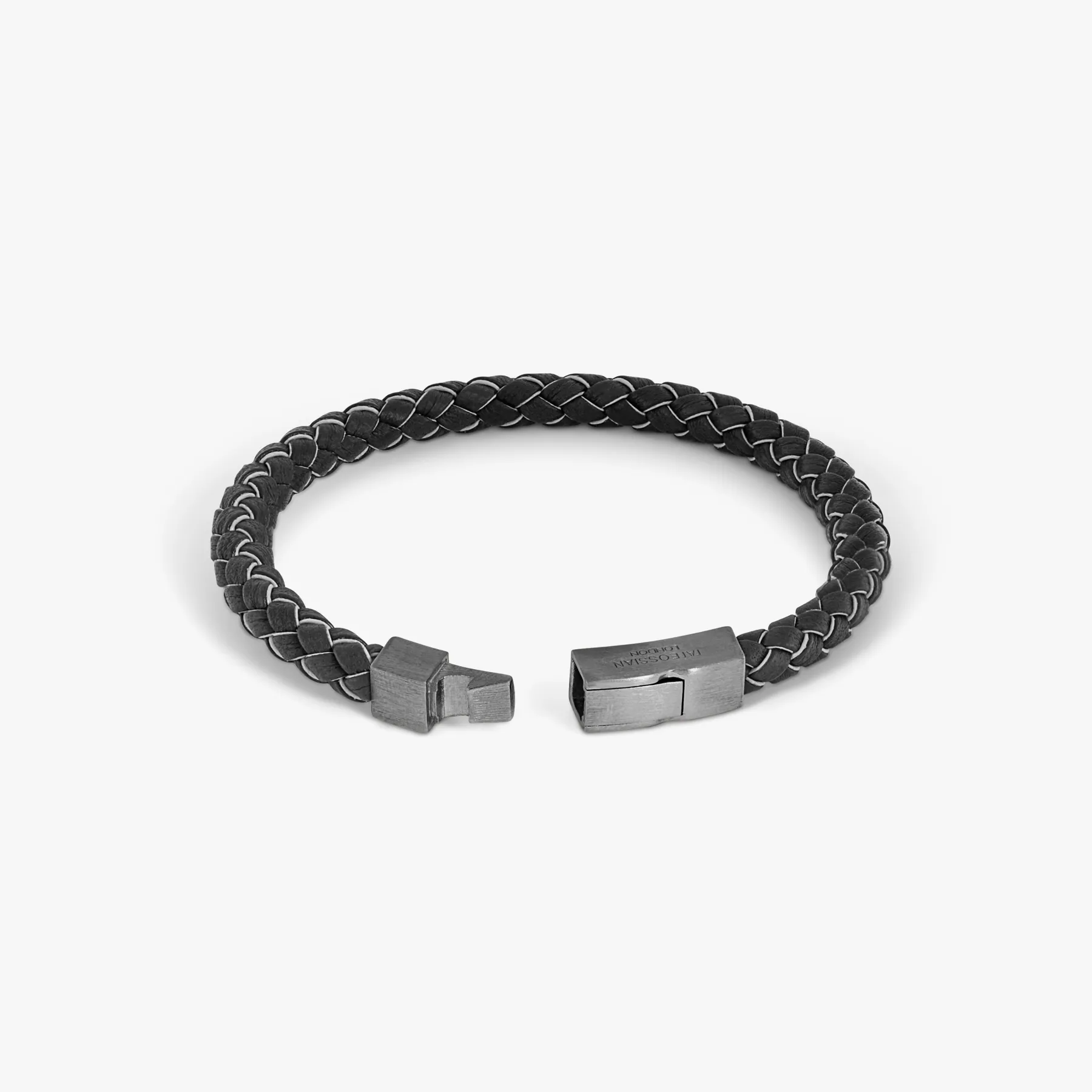 Click Tocco Bracelet In Black Rhodium Plated Silver with Black Italian Leather sold by Tateossian product image thumbnail 3