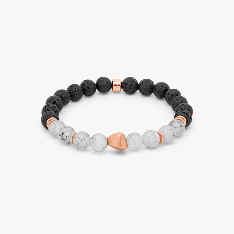 Nugget bracelet In Rose Gold-Coloured Silver with frosted fire agate sold by Tateossian