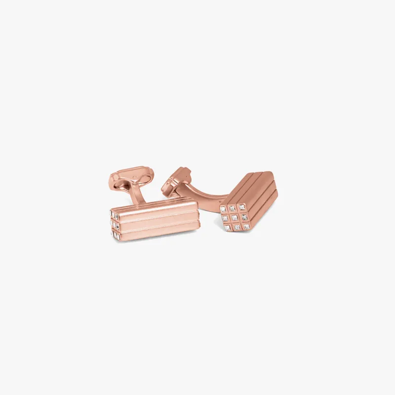 THOMPSON Prism cufflinks with rose gold plated and Swarovski elements sold by Tateossian