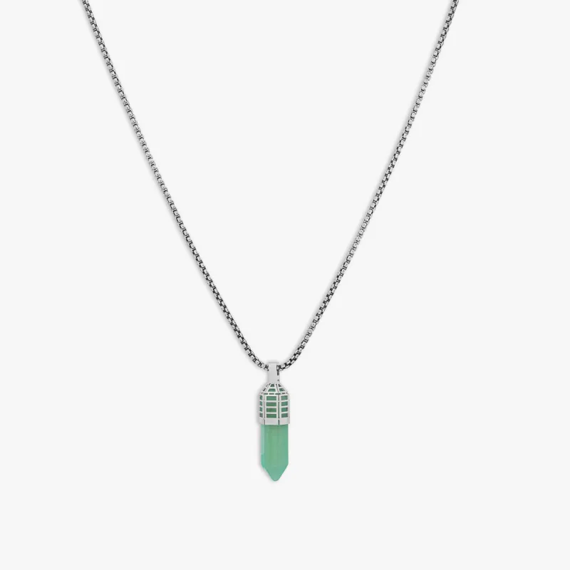 Dopamine Drop Necklace In Stainless Steel and Green Aventurine sold by Tateossian