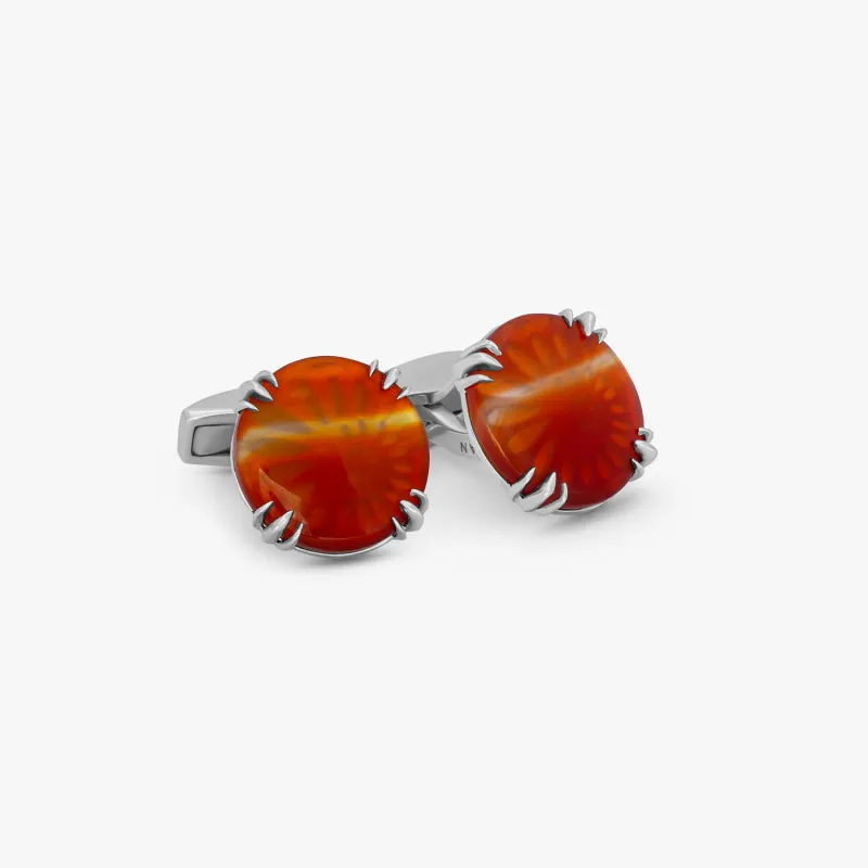 Claw Agate Cufflinks In Sterling Silver- (Limited Edition) sold by Tateossian