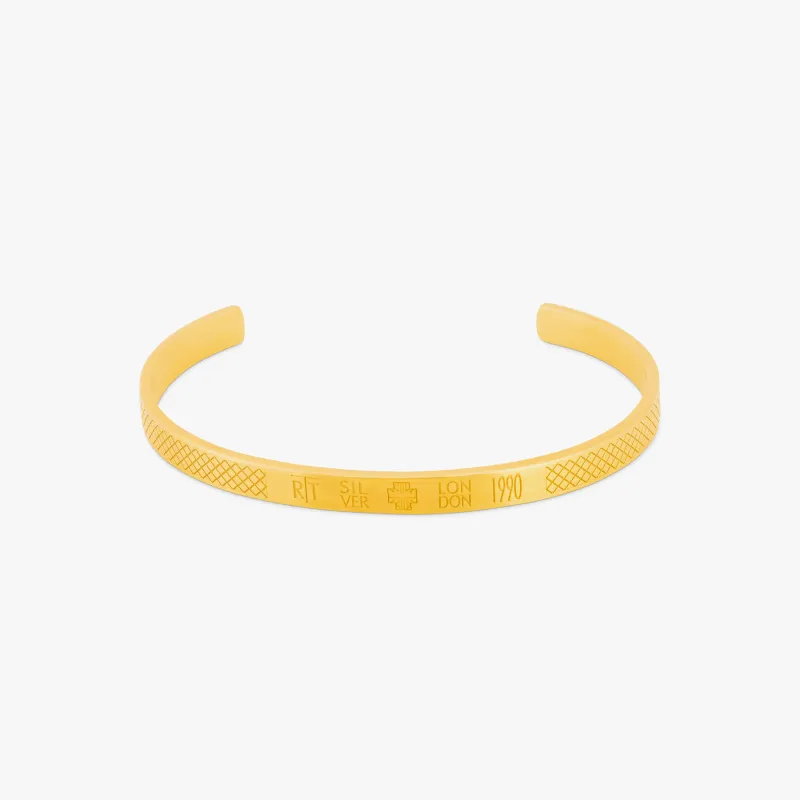 Hallmark Bangle In Yellow Gold Plated Silver sold by Tateossian