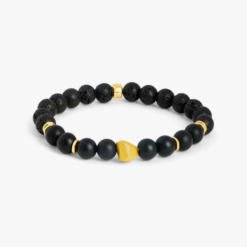 Black Yellow Gold Plated Nugget Bracelet sold by Tateossian