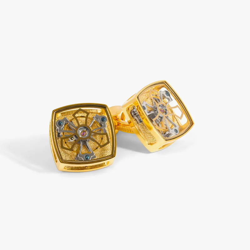 Traveller Tourbillon Cufflinks in Yellow Gold Plated sold by Tateossian