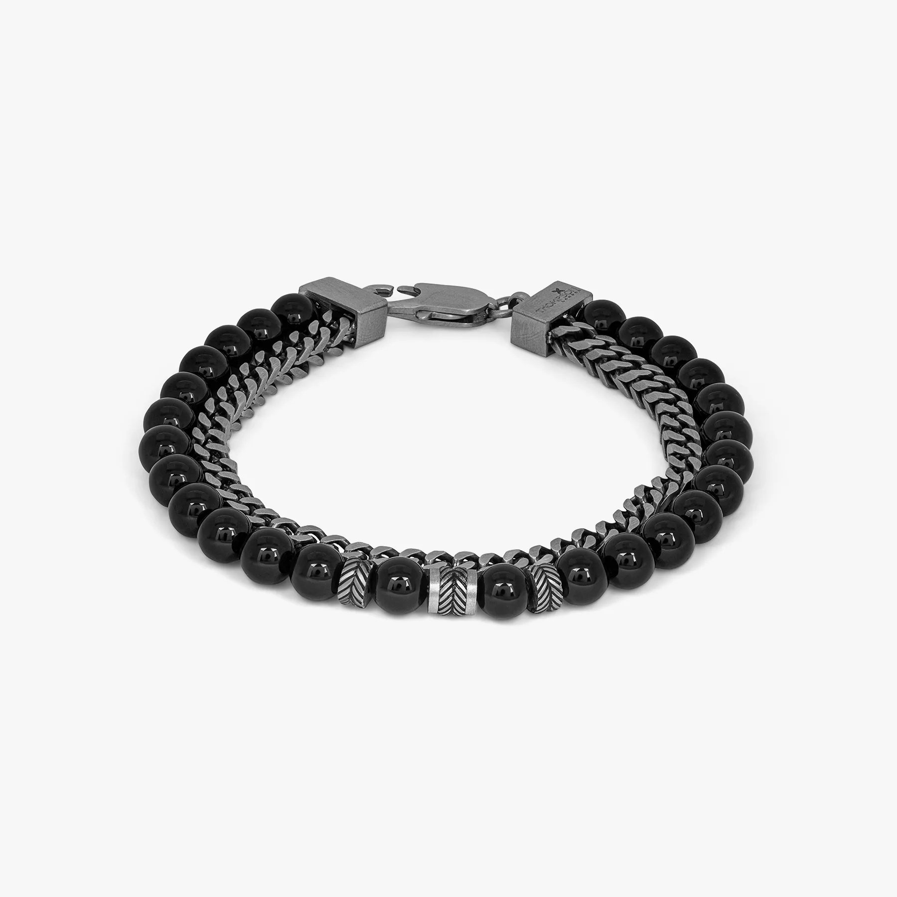 Thompson Semi- precious Bracelet in Black sold by Tateossian