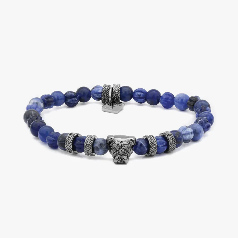 Thompson Gun Bulldog Bracelet in Blue Solidate sold by Tateossian