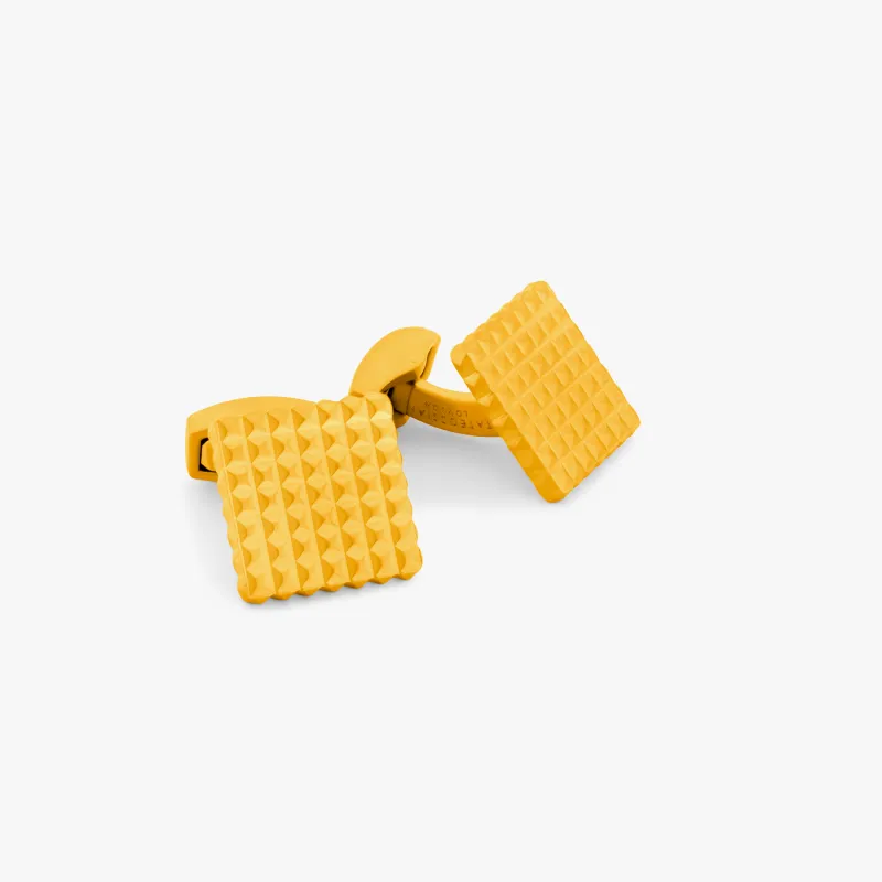 Giza Cufflinks In IP Gold Plated with Yellow Gold Diamond made by Tateossian