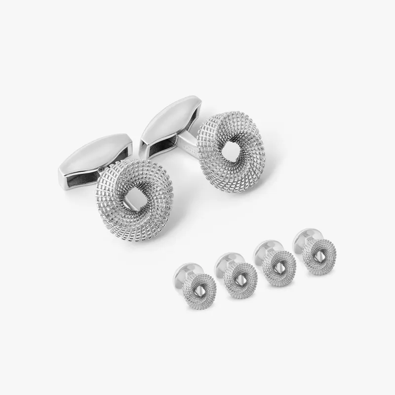Mobius Knot Cufflinks & Shirt Studs In Sterling Silver made by Tateossian