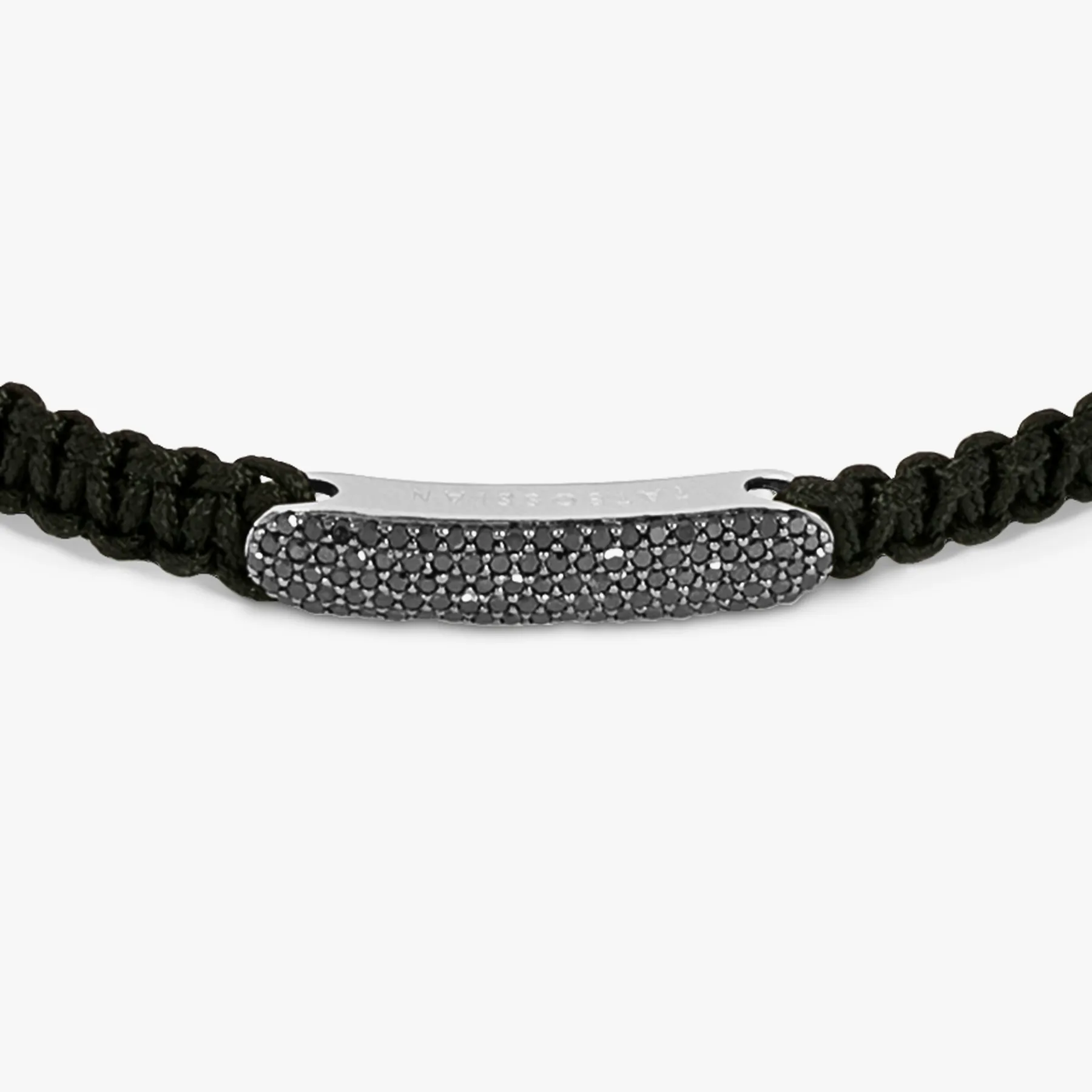 Black Diamond Baton bracelet in black macramé and sterling silver sold by Tateossian product image thumbnail 3