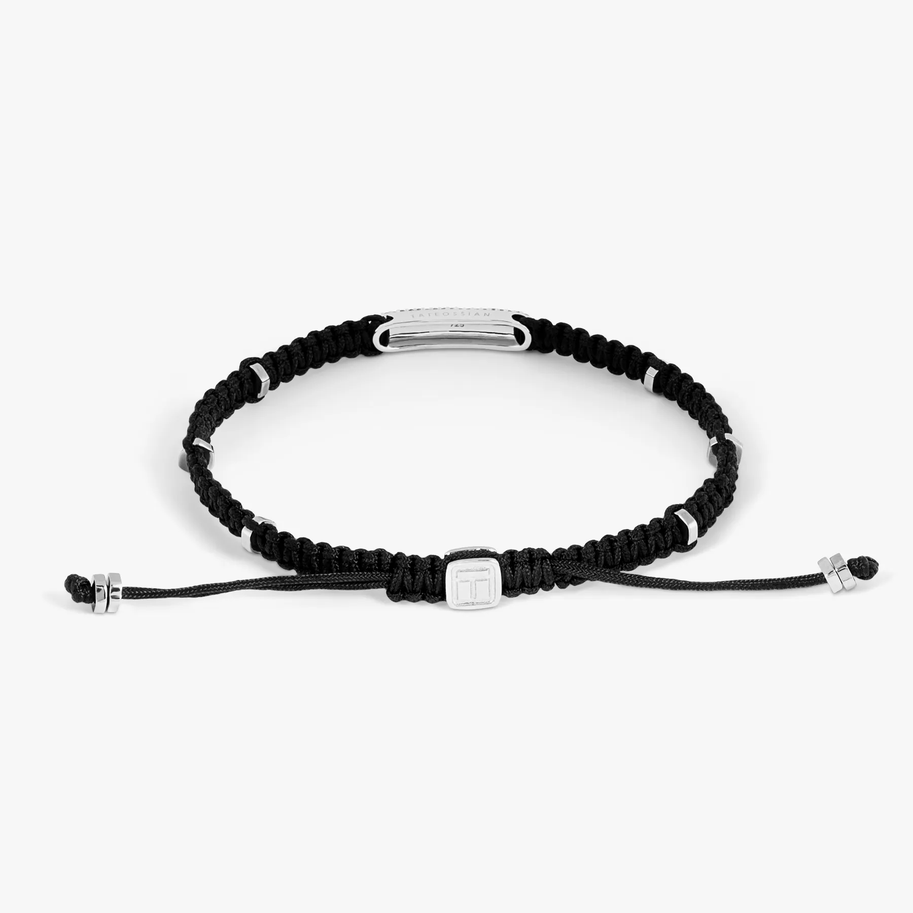 Black Diamond Baton bracelet in black macramé and sterling silver sold by Tateossian product image thumbnail 2
