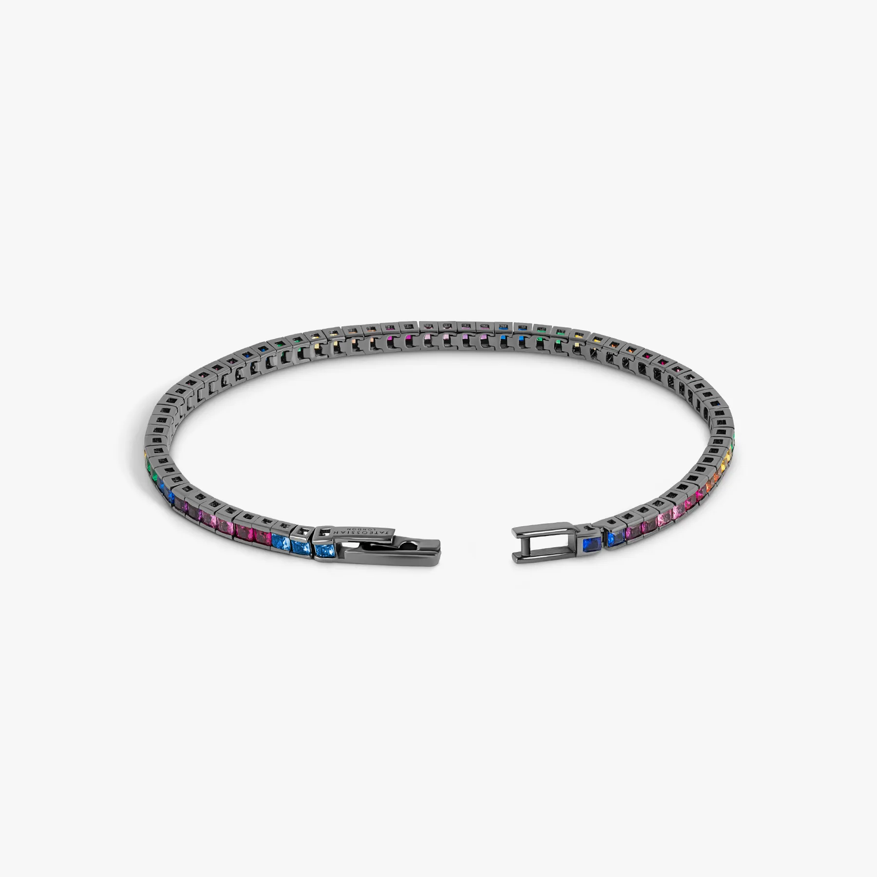 Quadro Tennis Semi-Precious Bracelet In Black Rhodium Plated Sterling Silver With Multicolour Nano sold by Tateossian product image thumbnail 3