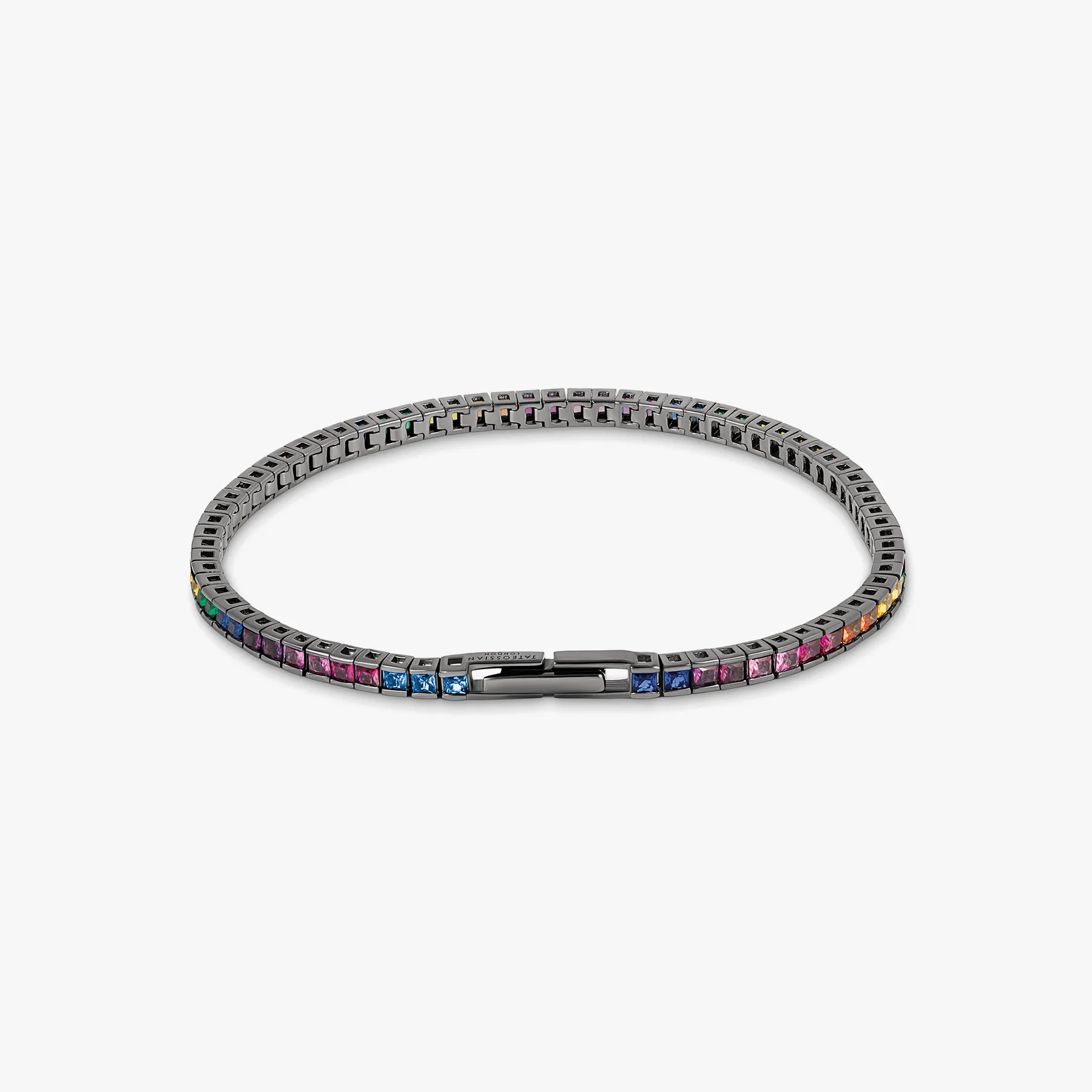 Quadro Tennis Semi-Precious Bracelet In Black Rhodium Plated Sterling Silver With Multicolour Nano sold by Tateossian product image thumbnail 2