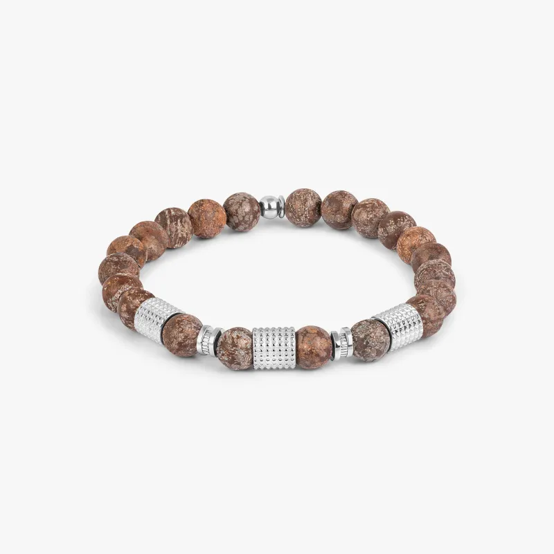 Giza Tubo Semi-Precious Bracelet In Rhodium Plated Sterling Silver With Snowflake Obsidian sold by Tateossian