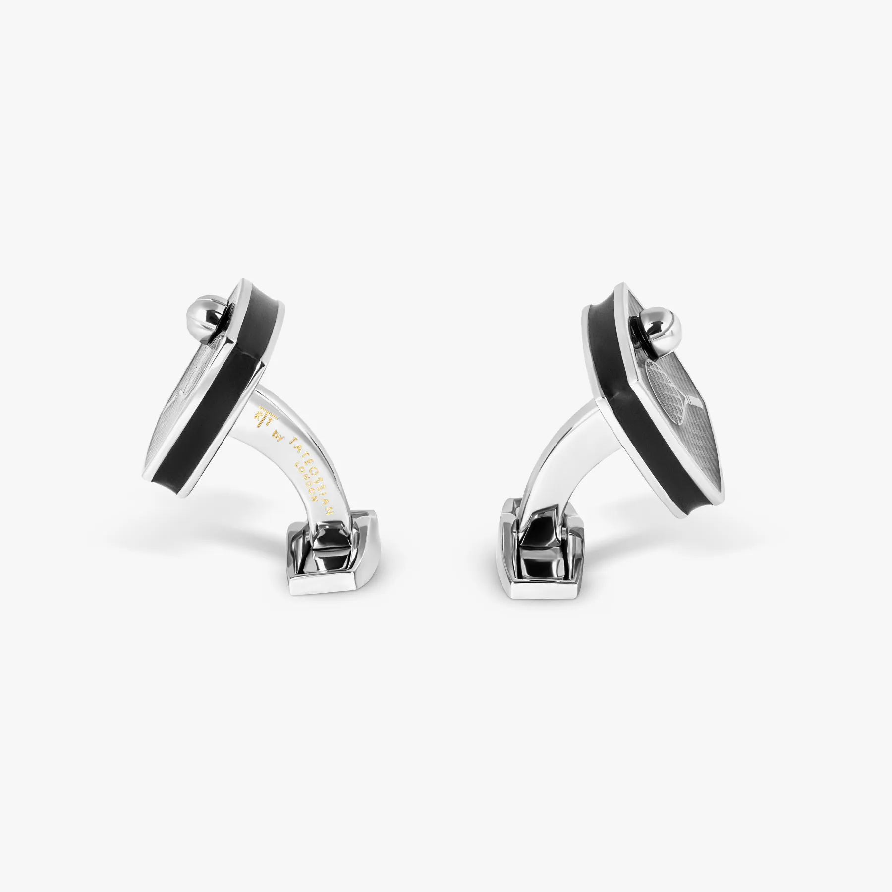 Sports Ice Cufflinks in Palladium & Black Enamel sold by Tateossian product image thumbnail 3