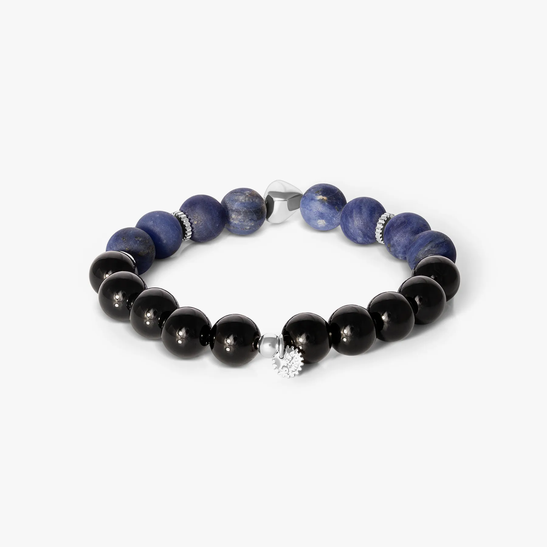 Maxi Nugget Beaded Bracelet in Rhodium plated with Sodalite & Black Agate sold by Tateossian product image thumbnail 2