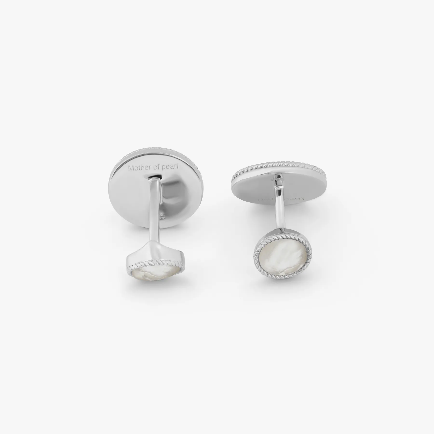 Cable Oval Cufflinks In Sterling Silver with White MOP sold by Tateossian product image thumbnail 2