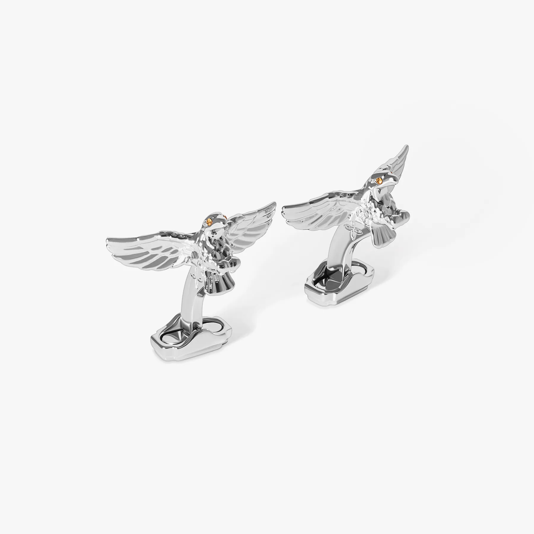 Thompson Eagle Cufflinks In Palladium plated Base Metal With Brown Swarovski Crystal sold by Tateossian