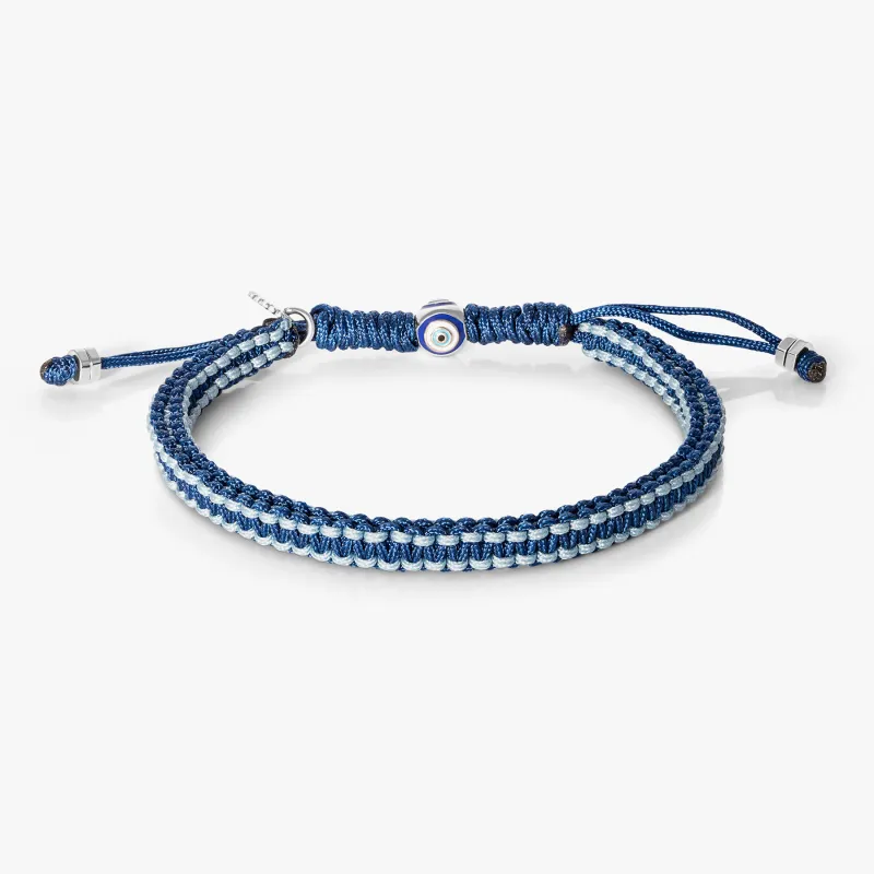 Evil Eye Macrame Bracelet in Blue sold by Tateossian