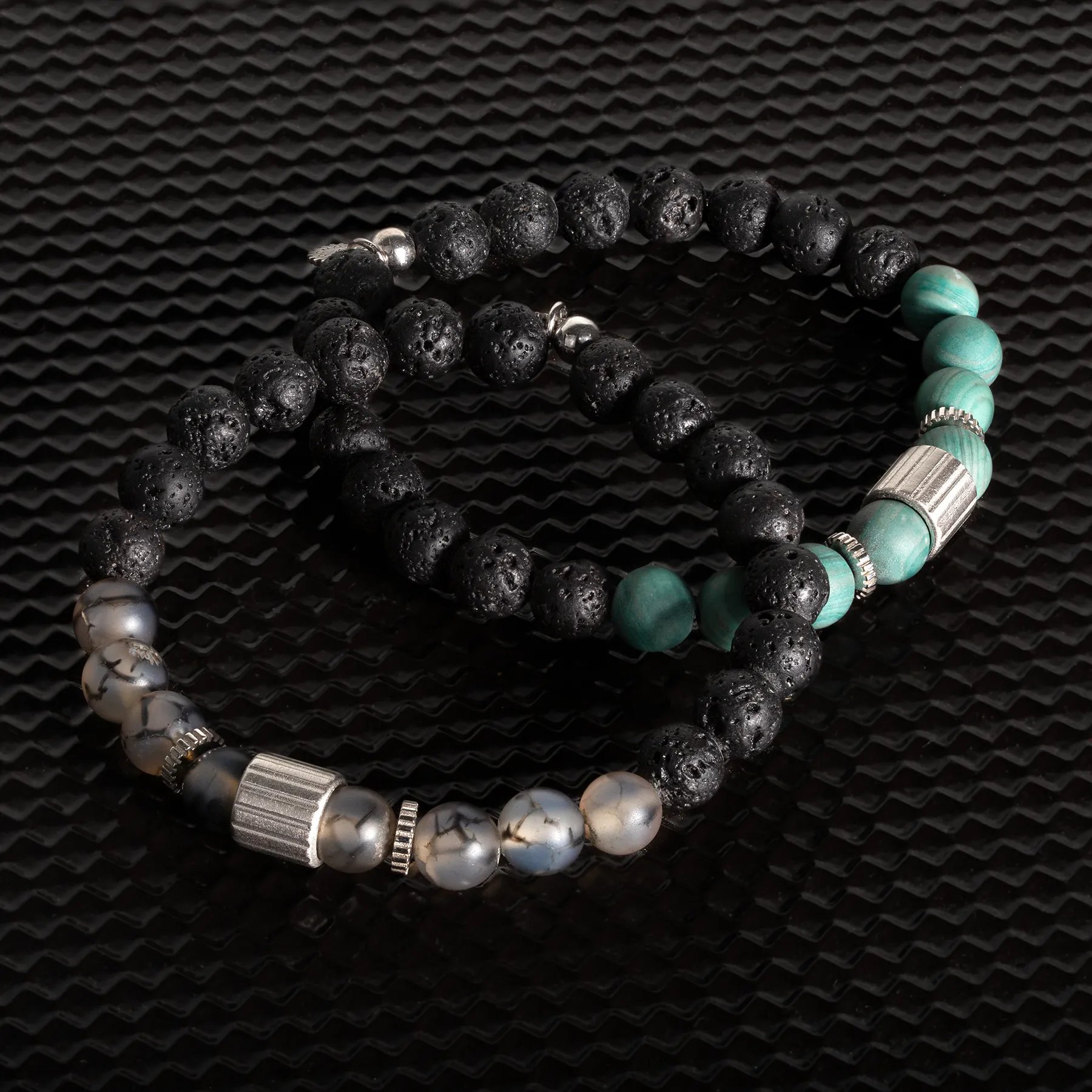 Rigato Lava Beaded Bracelet in Grey Fire Agate sold by Tateossian product image thumbnail 3