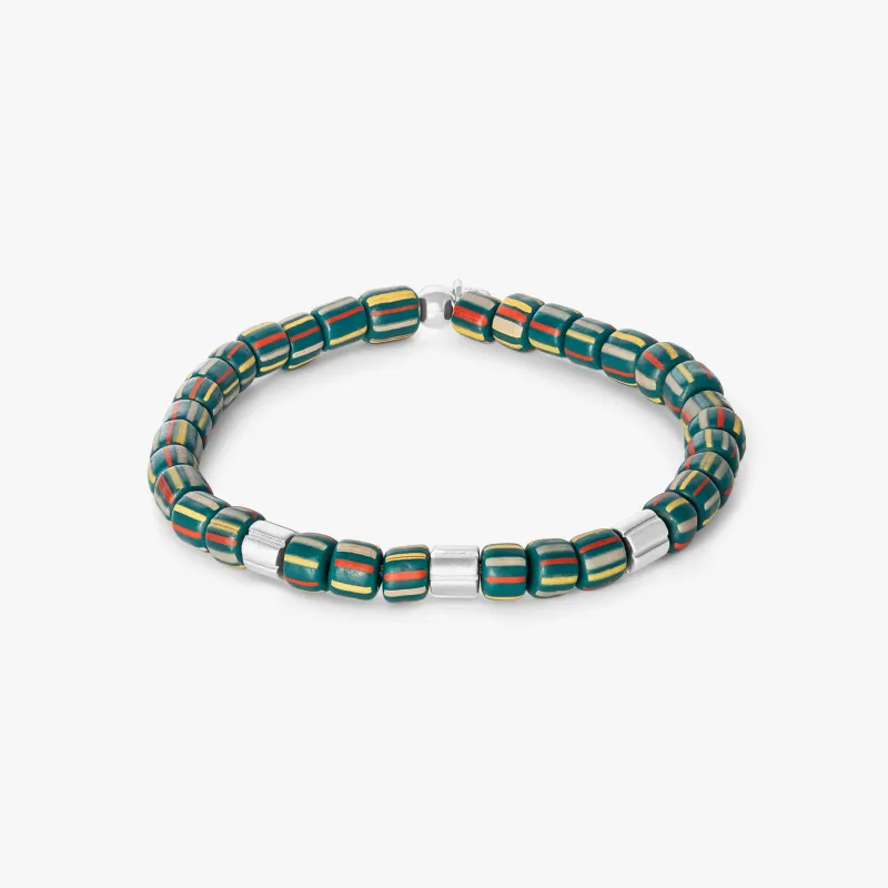 Mini Rigato Java Beaded Bracelet in Green made by Tateossian