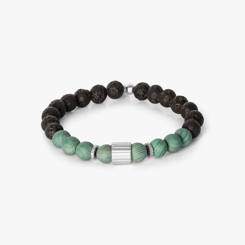 Rigato Lava Beaded Bracelet in Green Jasper sold by Tateossian