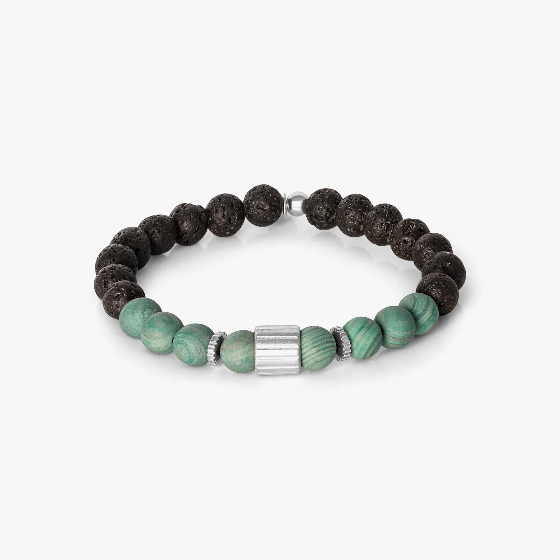 Rigato Lava Beaded Bracelet in Green Jasper sold by Tateossian