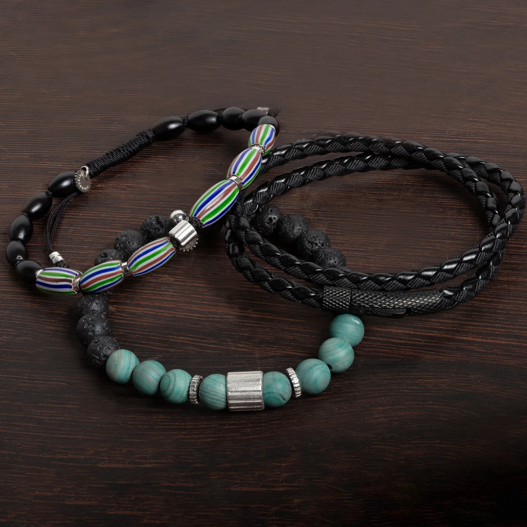 Rigato Lava Beaded Bracelet in Green Jasper sold by Tateossian product image thumbnail 5