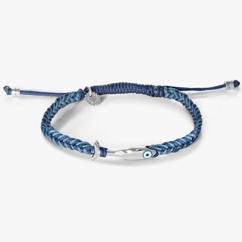 Feng Shui Fish Macrame Bracelet in Blue made by Tateossian