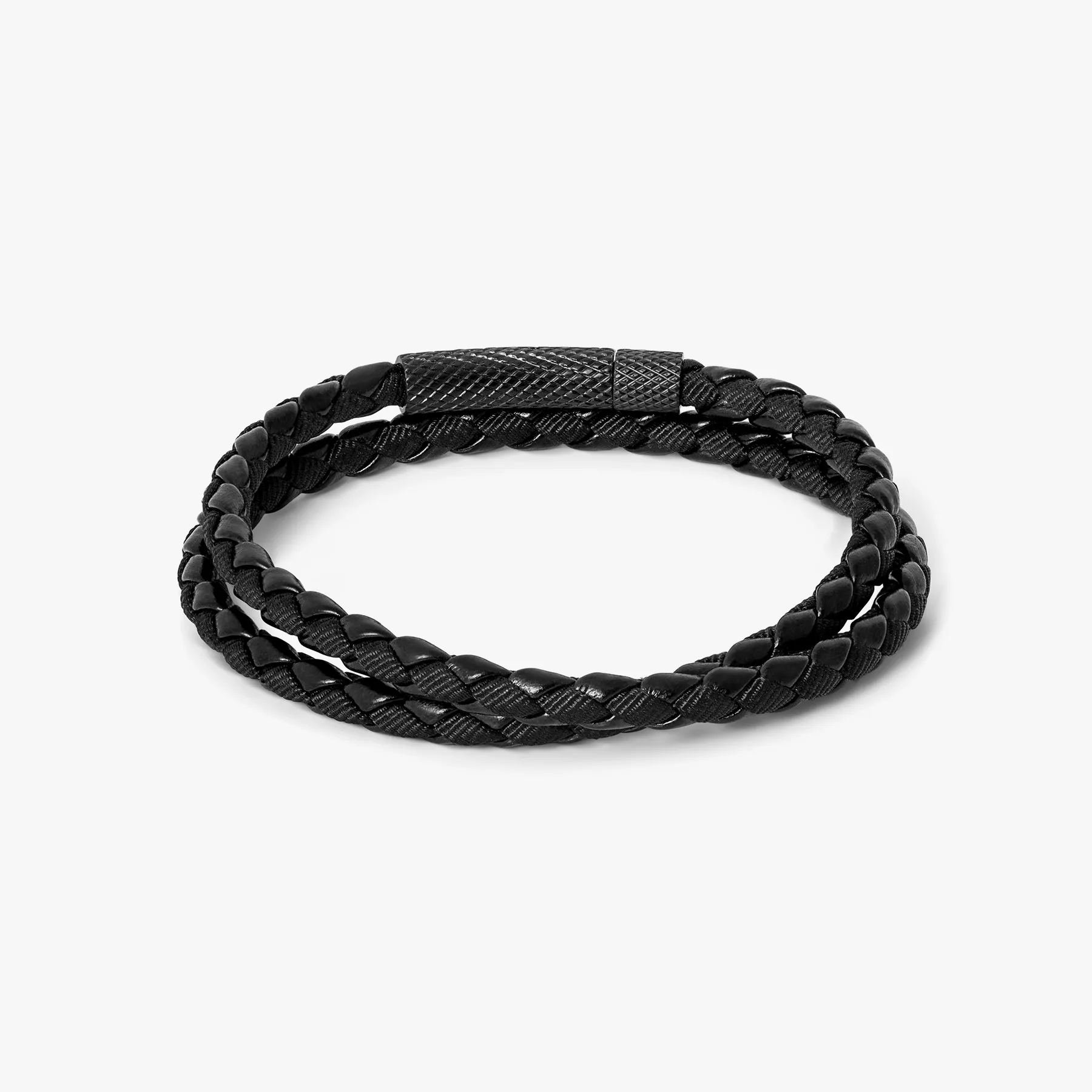 Chelsea Leather Bracelet In Black With Stainless Steel Clasp sold by Tateossian product image thumbnail 2