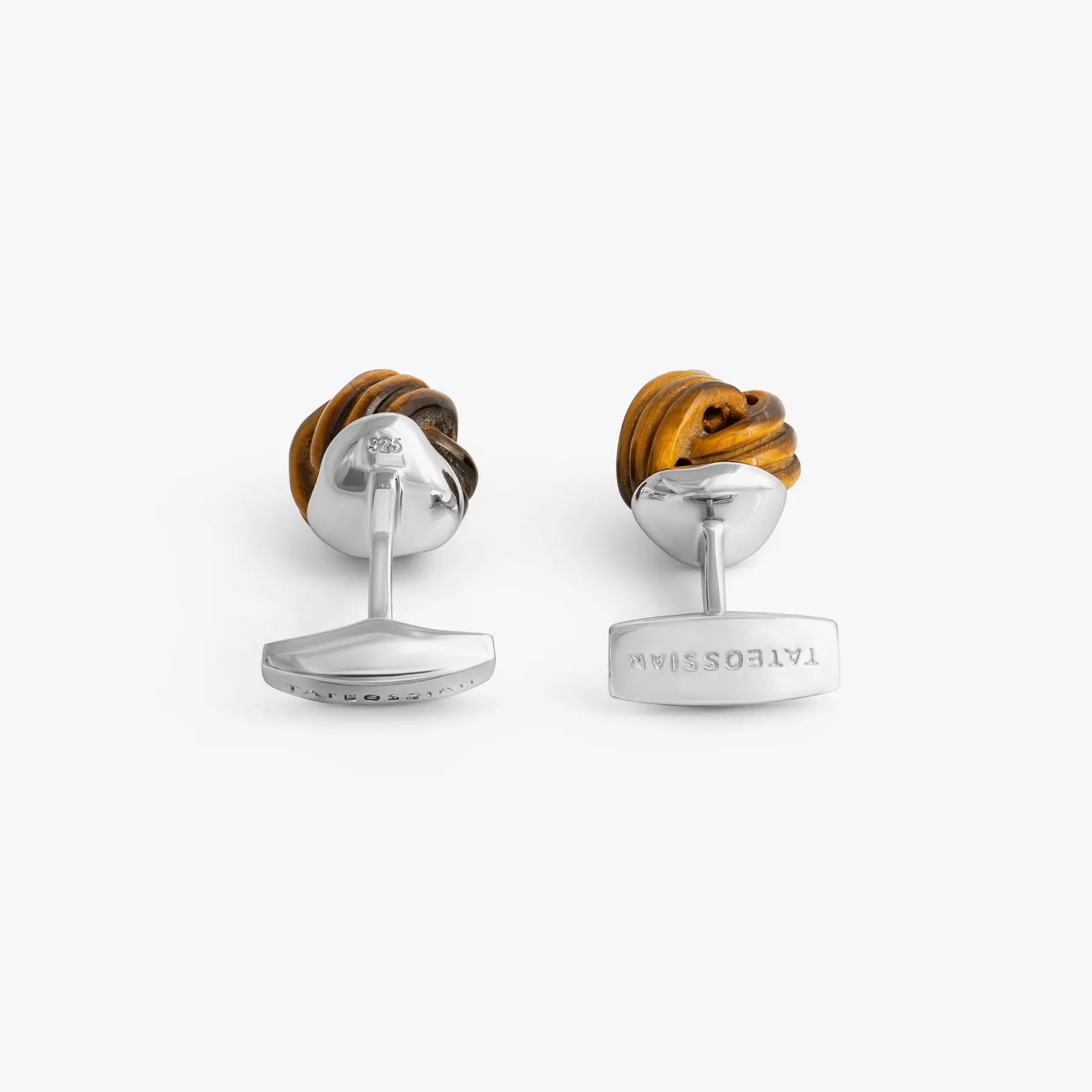 Sterling silver Knot cufflinks with tiger eye sold by Tateossian product image thumbnail 2