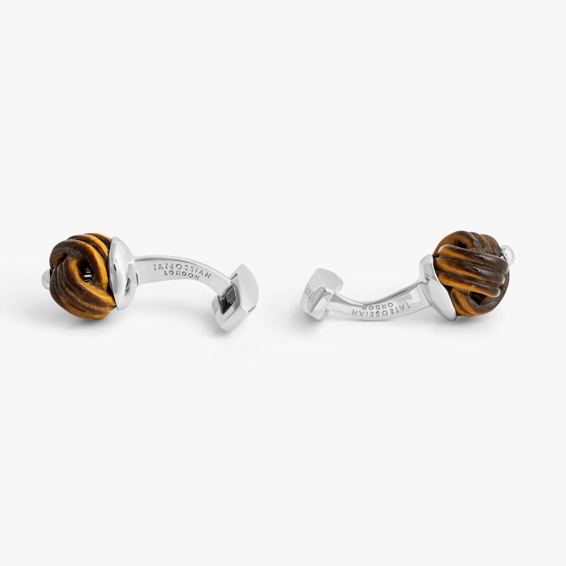 Sterling silver Knot cufflinks with tiger eye sold by Tateossian product image thumbnail 3