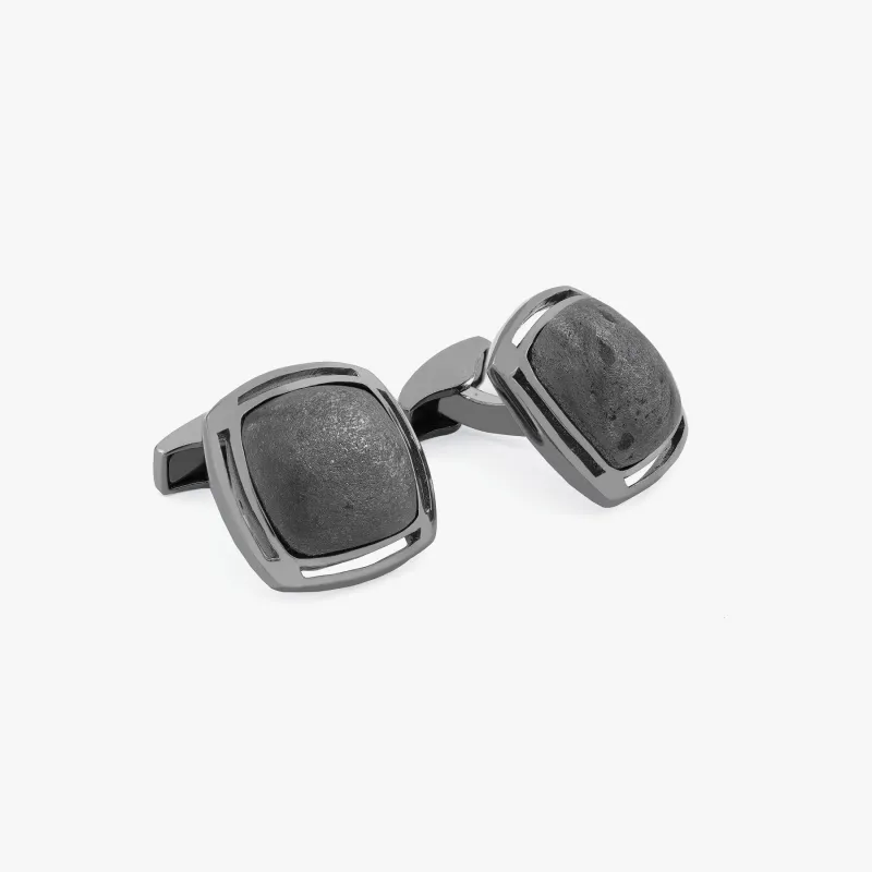 Specular Hematite cufflinks in Sterling Silver (Limited Edition) made by Tateossian
