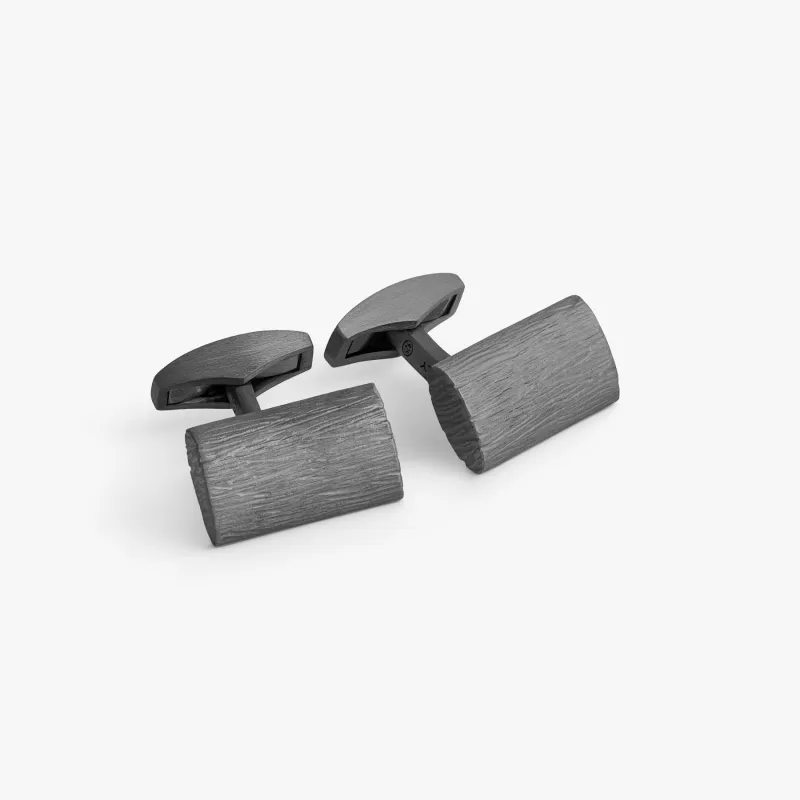 Graffiato cufflinks in Black Rhodium Plated Sterling Silver made by Tateossian