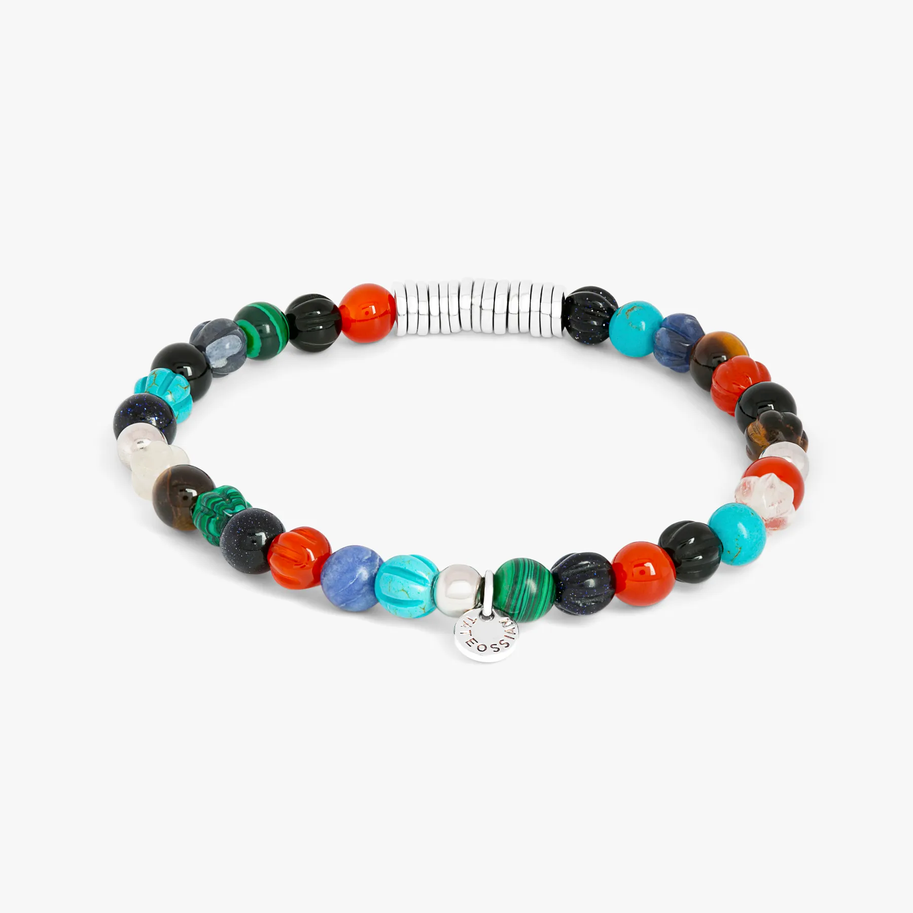 Classic Discs Beaded Bracelet in Rhodium Plated With Multi Colour Stones sold by Tateossian product image thumbnail 5
