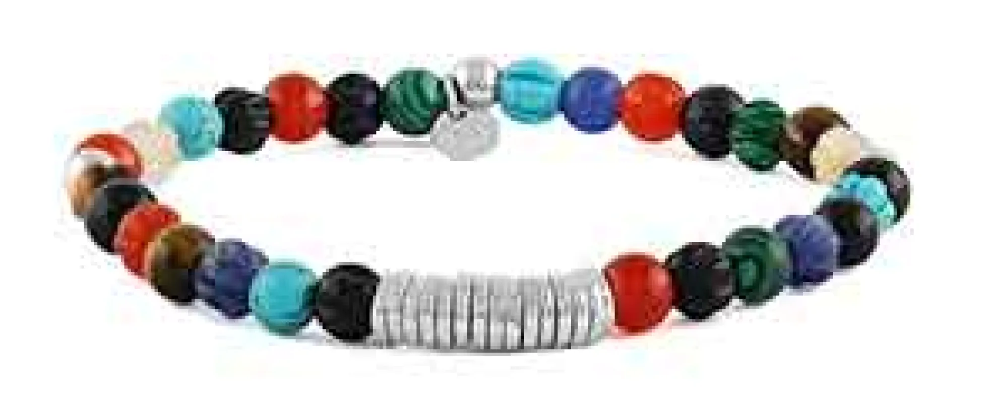 Classic Discs Beaded Bracelet in Rhodium Plated With Multi Colour Stones sold by Tateossian
