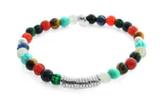 Classic Discs Beaded Bracelet in Rhodium Plated With Multi Colour Stones sold by Tateossian product image thumbnail 2